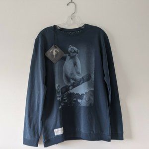Dirty Velvet for Gentlemen Rebels Snowboarding Bear Navy Long Sleeve Shirt